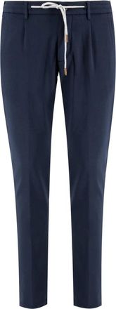 Eleventy Gestreept Elastische Joggingbroek - Heren - Slim Fit Broeken - Blauw - W38 - Katoen - Broeken
