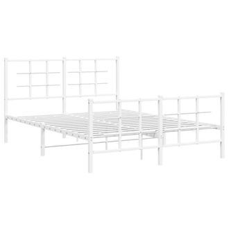 Berkfield Home Metal Bed Frame without Mattress with Footboard White 140x190cm | Size: 140x190 cm