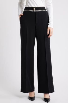 Frame Denim Prim Contrast Piping Pants in Black at Nordstrom, Size 10