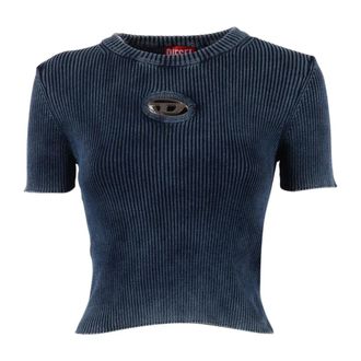Diesel Round-neck Knitwear, female, Blue, Size: XS M-Anchor-A-SS Maglia