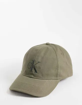Calvin Klein Cappello con visiera verde kaki con logo ricamato