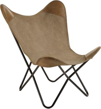 Macabane Silla Butterfly de tela y cuero