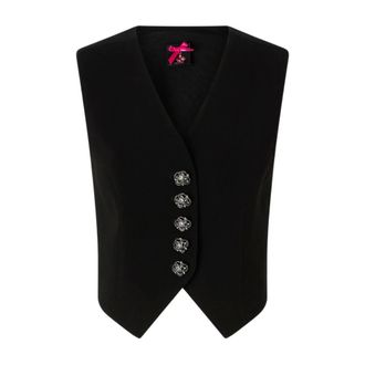 Pinko Vests, female, Black, Size: XS Giuggiolo Gilet Double Armoure Stretch