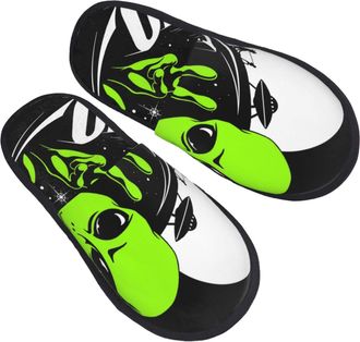 Generic Plush Fluffy Slipper Alien Ufo House Shoes Breathable Home Slippers for Travel Indoor Bedroom M