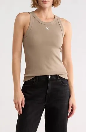 Off-white Fitted Ribbed Crop Tank in Timber Wolf at Nordstrom Rack, Size X-Large