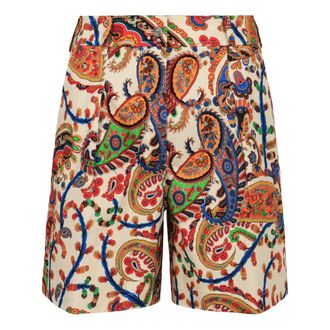Etro Korte Broeken, Dames, Veelkleurig, XS, Katoen, Paisley Jacquard Bermuda Shorts