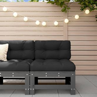 vidaXL Vidaxl - Sof&aacute; Central Con Cojines Madera Maciza De Pino Gris