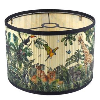 OEM Pantalla De L&aacute;mpara Verde Brillante, Decorada. Adecuada Para Motivos De Plantas Y P&aacute;jaros, Pantalla De L&aacute;mpara En Forma De Tambor