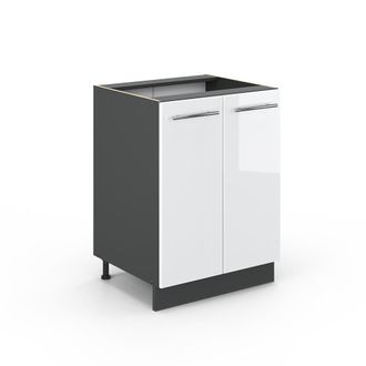 Vicco Mueble Bajo De Cocina Fame-line, Blanco Alto Brillo, 60 Cm Sin Encimera