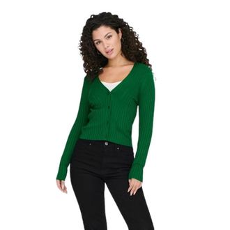 Only Only, Truien & Vesten, Dames, Groen, M, Rib Button Cardigan
