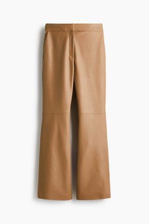 H&M Bootcut Coated Trousers in Beige at Nordstrom, Size 18