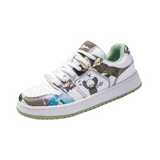 Generic Men lace up Board Shoes for Outdoor Casual Sports Versatile Breathable and Comfortable Sports Shoes (Green,8.5)