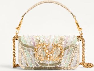 Valentino Garavani Valentino Garavani Loc&ograve; Small Embroidered Shoulder Bag With Jewel Logo Wo