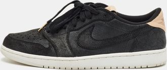 Air Jordan s Black Suede Jordan 1 Retro Low Og Black Vachetta Sneakers
