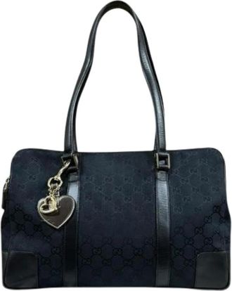 Gucci Pre-owned Shoulder Bags, female, Black, Size: ONE SIZE Pre-owned GG Canvas Shoulder Bag