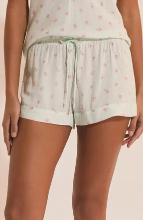 Etam Olivya Floral Swiss Dot Pajama Shorts in Imp Fond Vert at Nordstrom, Size X-Small