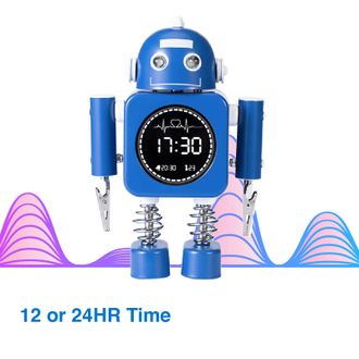 OEM Reloj Despertador Digital Robot Laser Kids Azul: Hora, Fecha Y Temperatura