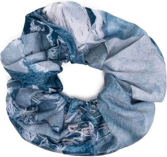 Natasha Zinko denim-print scrunchy - women - Polyamide/Spandex/Elastane - One Size - Blue