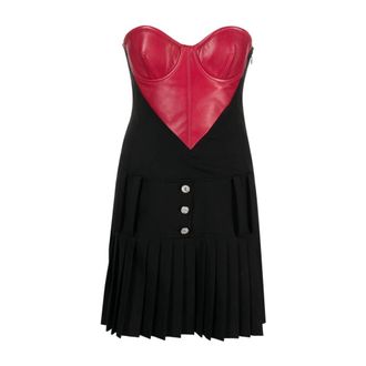 Moschino Short Dresses, female, Black, Size: L Abito in Gabardina Red Heart