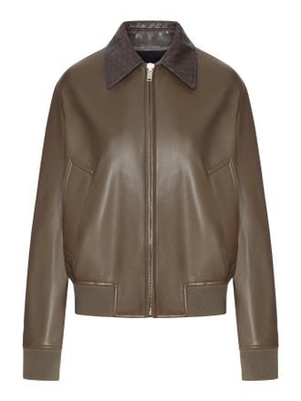 Bottega Veneta GLOSSY LAMBSKIN JACKET WITH A DETACHABLE BRAIDED COLLAR - Bottega Veneta - Woman