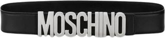 Moschino Riem van leer met logo - Dames - Riemen - Zwart - XL - Leer - Accessoires