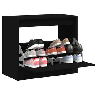 vidaXL Zapatero De Madera De Ingenier&iacute;a Negro 80x42x69 Cm Vidaxl