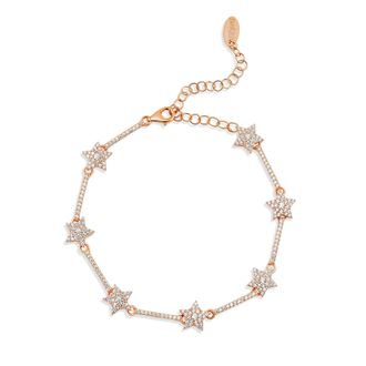 SHYMI Pav&eacute; Star Tennis Bracelet -.925 Sterling Silver, 14K Gold-Plated, Rose -Gold Plated, Rhodium Plated Cubic Zirconia Detailing, 6 with 2 Extender, Day t