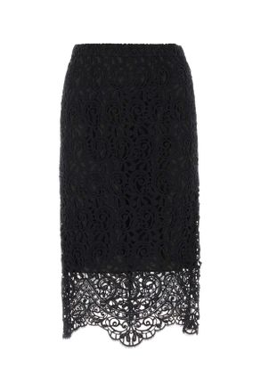 Burberry Black Macrame Lace Skirt
