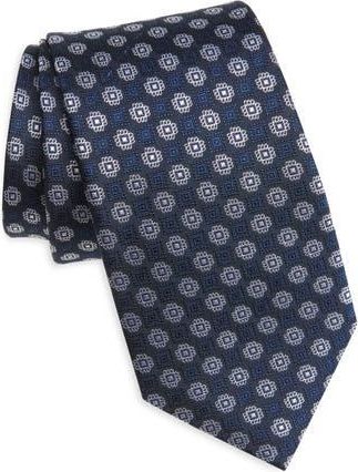 Duchamp Medallion Print Silk Tie in Navy at Nordstrom Rack