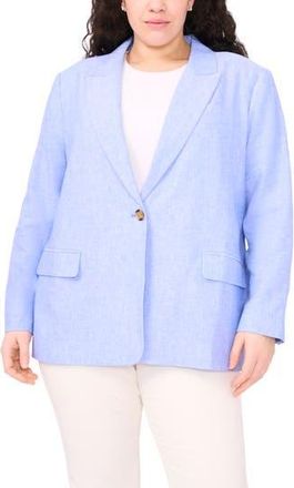 Halogen One-Button Linen Blend Blazer in Ultramarine at Nordstrom Rack, Size 24W