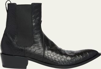 Tom Ford Mens Python-Embossed Leather Boots