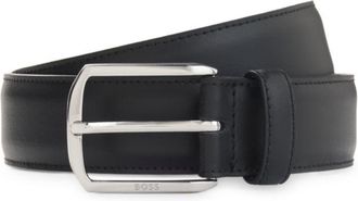 BOSS Leather belt with silver-tone hardware and Double B