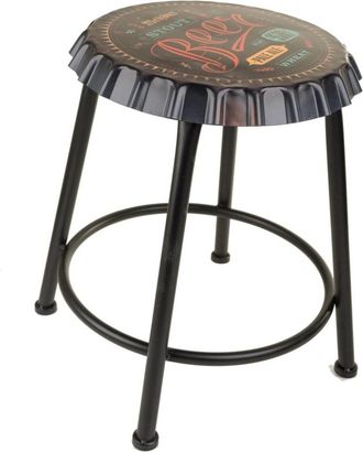 Wanderlust Deco Taburete redondo de metal negro d35x46h cm