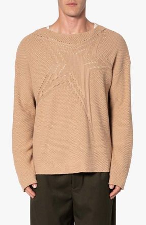 mnml Oversize Star Boat Neck Sweater in Tan at Nordstrom, Size X-Large