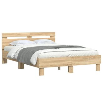 Berkfield Home Durable Bed Frame with LED without Mattress Sonoma Oak 120x190 cm in Brown | Size: Small Double