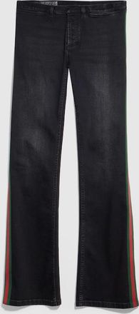 Gucci Cotton Denim Pants With Web, Size 28, Black, Ready-to-wear