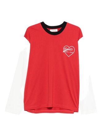 Lanvin Long-Sleeved Cotton T-Shirt with Heart-Shaped Logo