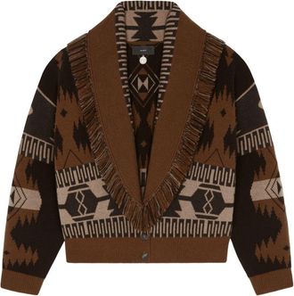 Alanui patterned-jacquard cardigan - women - Cashmere/Virgin Wool - M - Brown