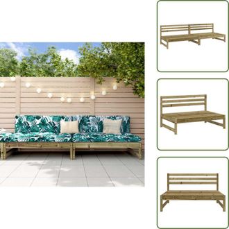 vidaXL Divano modulare - vidaXL Divani Centrali da Giardino 2pz 120x80 cm Legno Impregnato Pino - Divano in pino
