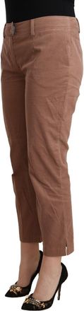 Costume National Womens Brown Cotton Tapered Cropped Pants
