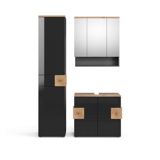 Vicco Conjunto De Muebles De Ba&ntilde;o Eden, Antracita, 3 Partes, Con Mueble Alto