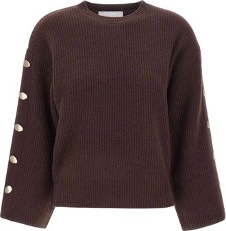 Kaos Trui met ronde hals en ribbelstructuur - Dames - Ronde hals truien - Bruin - S - Wol - Truien & Vesten