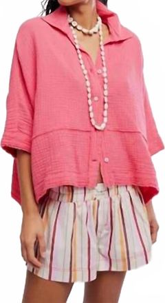 Free People Happy Days Button-Front Top In Tart Berry