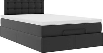 vidaXL Vidaxl - Cama Otomana Colch&oacute;n Y Led Cuero Sint&eacute;tico Negro 120x190cm