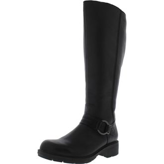 Clarks Womens Hearth Rae Wide Shaft Knee-High Boot, Black Leather, 6 UK
