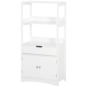 Kleankin Kleankin - Mobile Bagno Multiuso In Legno 60x33x122.5cm Con Mensole E Cassetto