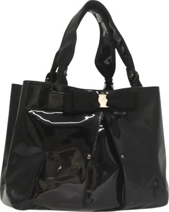 Ferragamo Vala Handbag Patent Leather Black Patent_Leather Handbag (Pre-Owned)