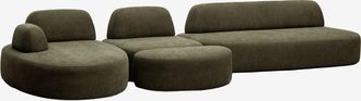 Sklum Sof&aacute; Modular Chaise Longue Izquierdo De 3 Piezas Con M&oacute;dulo Esquinero Y Puff Tapizado Giorgia Sklum