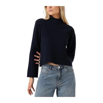 Minus Navy High Neck Pullover Sweater - Dames - Coltruien - Blauw - XL - Truien & Vesten