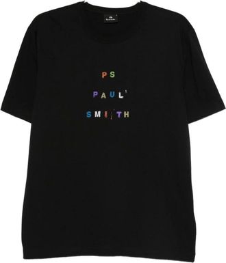 Paul Smith Tops, Heren, Zwart, XL, Katoen, Zwart Logo Katoenen T-shirt